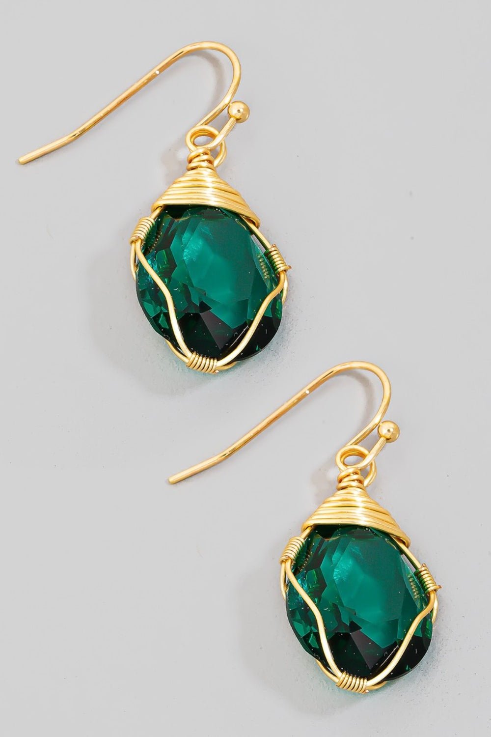 Fame Wire Wrapped Glass Gem Dangle Earrings - Loulou Boutique