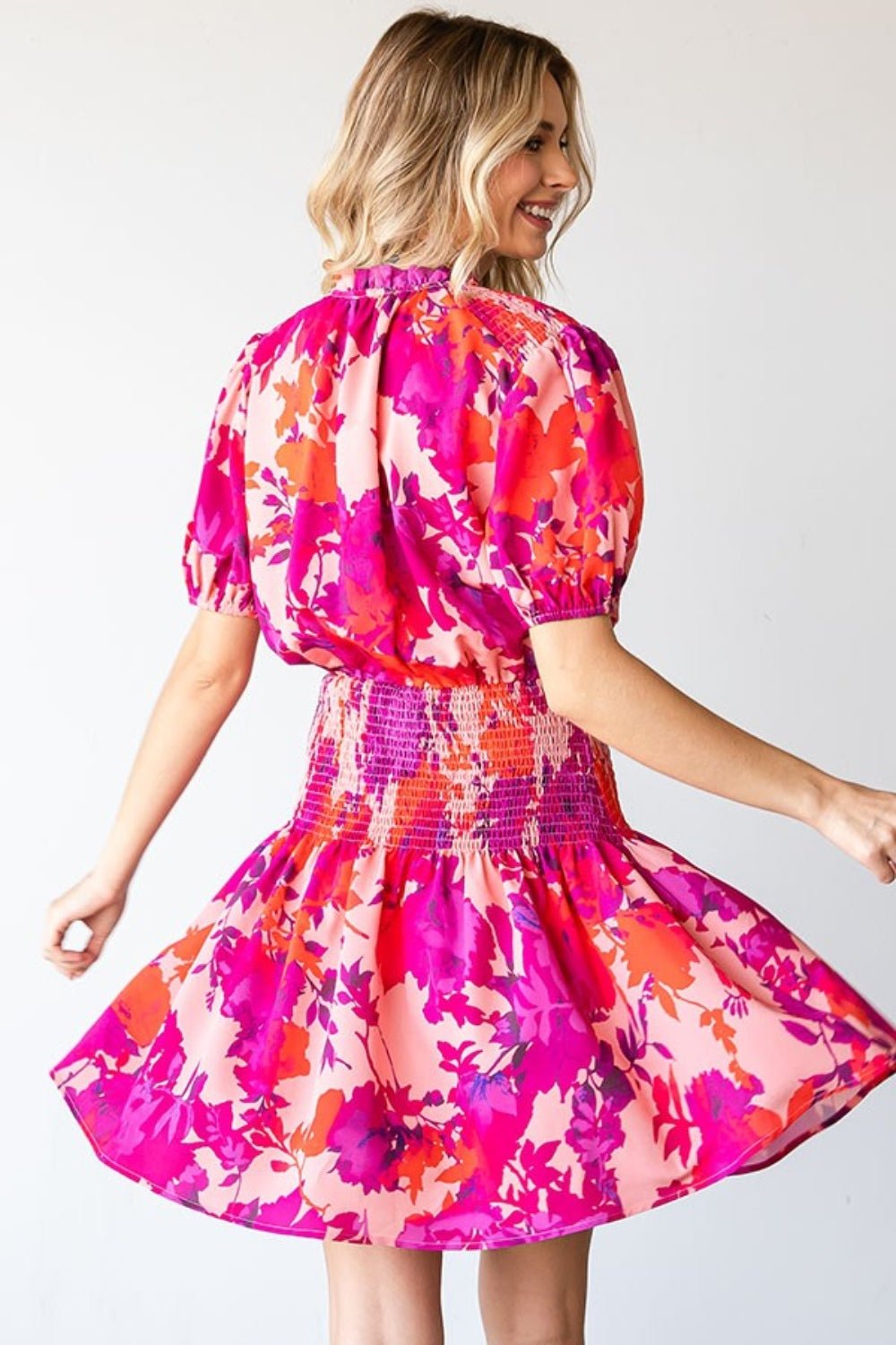 First Love Floral Short Sleeve Smocked Mini Dress - Loulou Boutique