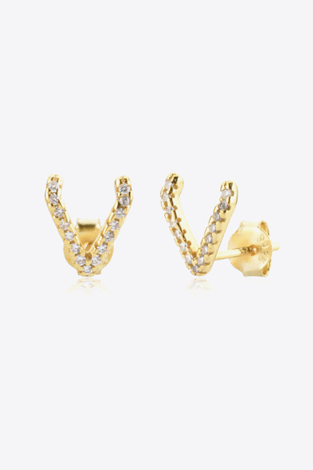 Zircon Letter V Stud Earrings