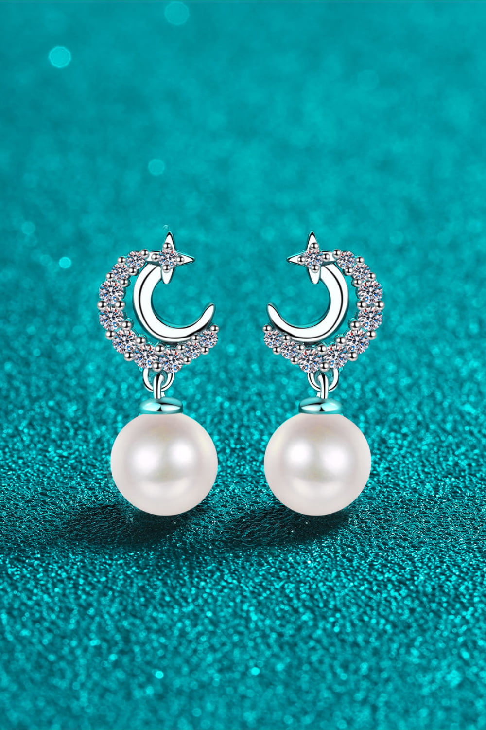 Moissanite Pearl Drop Earrings