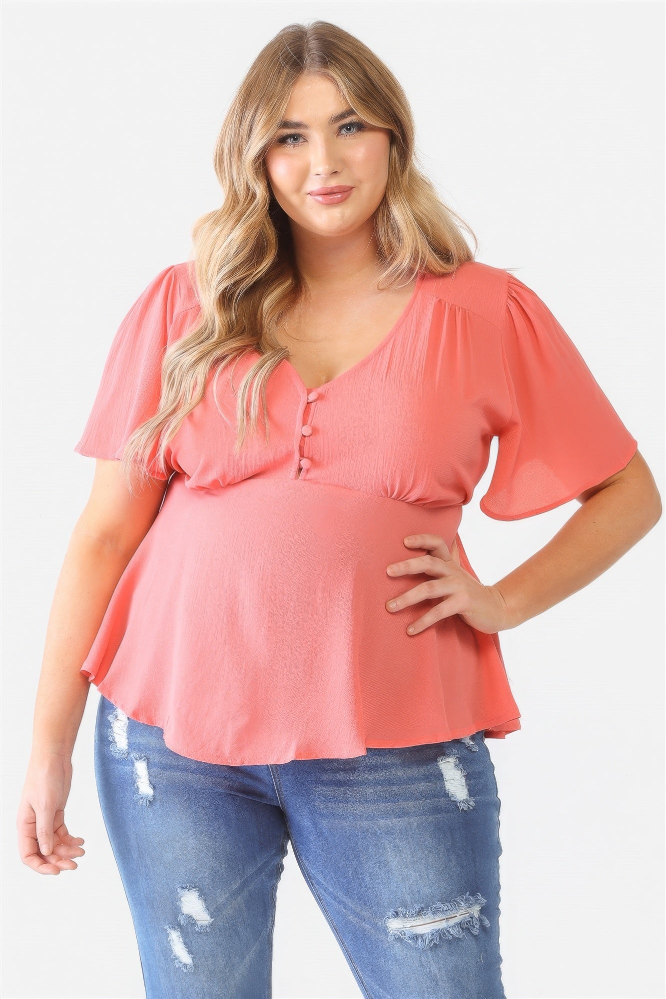 Plus Tie Detail Flare Top