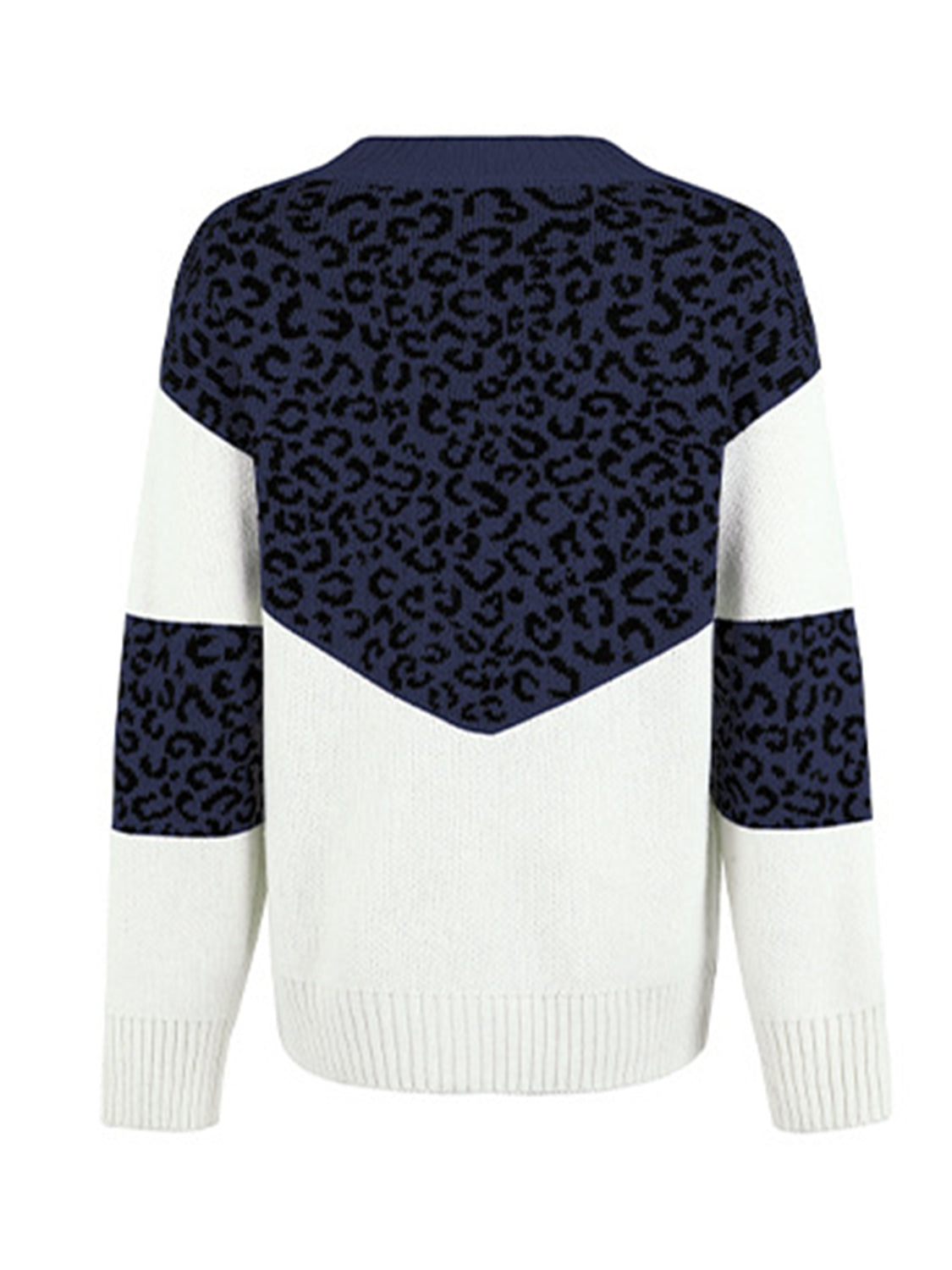 Leopard V-Neck Dropped Shoulder Sweater